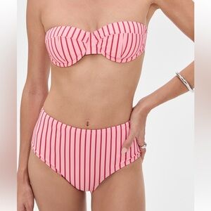 Staud Striped Pink Bandeau Bikini Set